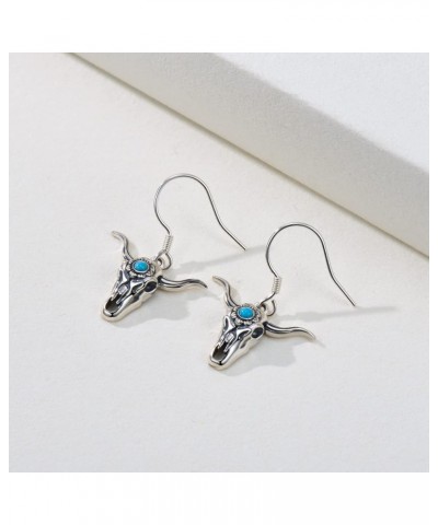 Boho Turquoise/Cow Skull/Cowboy Hat Boots 925 Sterling Silver Western Earings cowgirl country Jewelry Gift for Women Girl Cow...