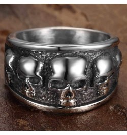 Retro Vintage Stainless Steel Gothic Death Skull Skeleton Cocktail Party Biker Statement Halloween Ring Silver $9.29 Rings