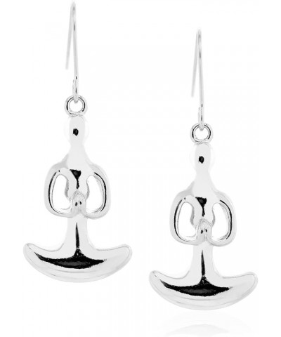 Dangling Lotus Meditation Yoga Earrings Dhyana Silver $8.09 Earrings