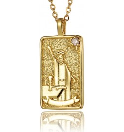 Vintage Tarot Cards Necklace with Zircon for Women Teens, Stainless Steel Gold Plated Tarot Dangle Pendant Jewelry Magician $...