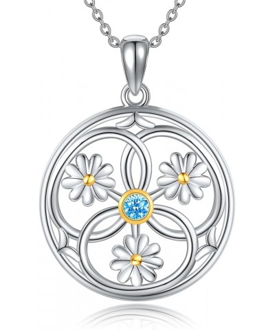 HUKKUN Feather/Key/Evil Eye/Chakra Necklace Sterling Silver Pendant Necklace Gifts for Women Girls Daisy $21.27 Necklaces