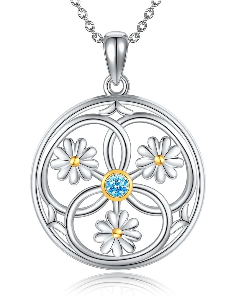 HUKKUN Feather/Key/Evil Eye/Chakra Necklace Sterling Silver Pendant Necklace Gifts for Women Girls Daisy $21.27 Necklaces