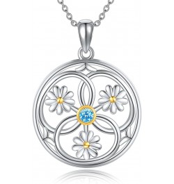 HUKKUN Feather/Key/Evil Eye/Chakra Necklace Sterling Silver Pendant Necklace Gifts for Women Girls Daisy $21.27 Necklaces