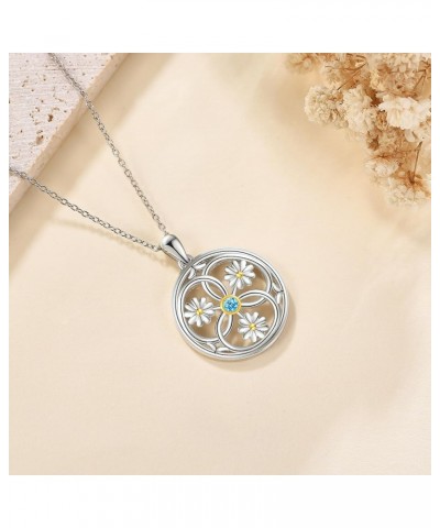 HUKKUN Feather/Key/Evil Eye/Chakra Necklace Sterling Silver Pendant Necklace Gifts for Women Girls Daisy $21.27 Necklaces