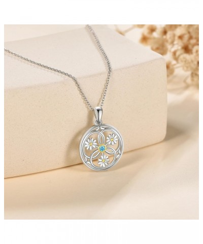 HUKKUN Feather/Key/Evil Eye/Chakra Necklace Sterling Silver Pendant Necklace Gifts for Women Girls Daisy $21.27 Necklaces