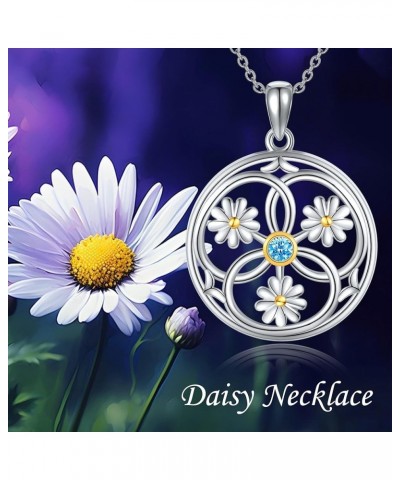 HUKKUN Feather/Key/Evil Eye/Chakra Necklace Sterling Silver Pendant Necklace Gifts for Women Girls Daisy $21.27 Necklaces