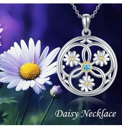 HUKKUN Feather/Key/Evil Eye/Chakra Necklace Sterling Silver Pendant Necklace Gifts for Women Girls Daisy $21.27 Necklaces