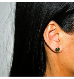 French Touch Genuine Nephrite Jade Sterling Silver hypoallergenic Stud Earrings Silver and Jade Combination Healing Protectio...