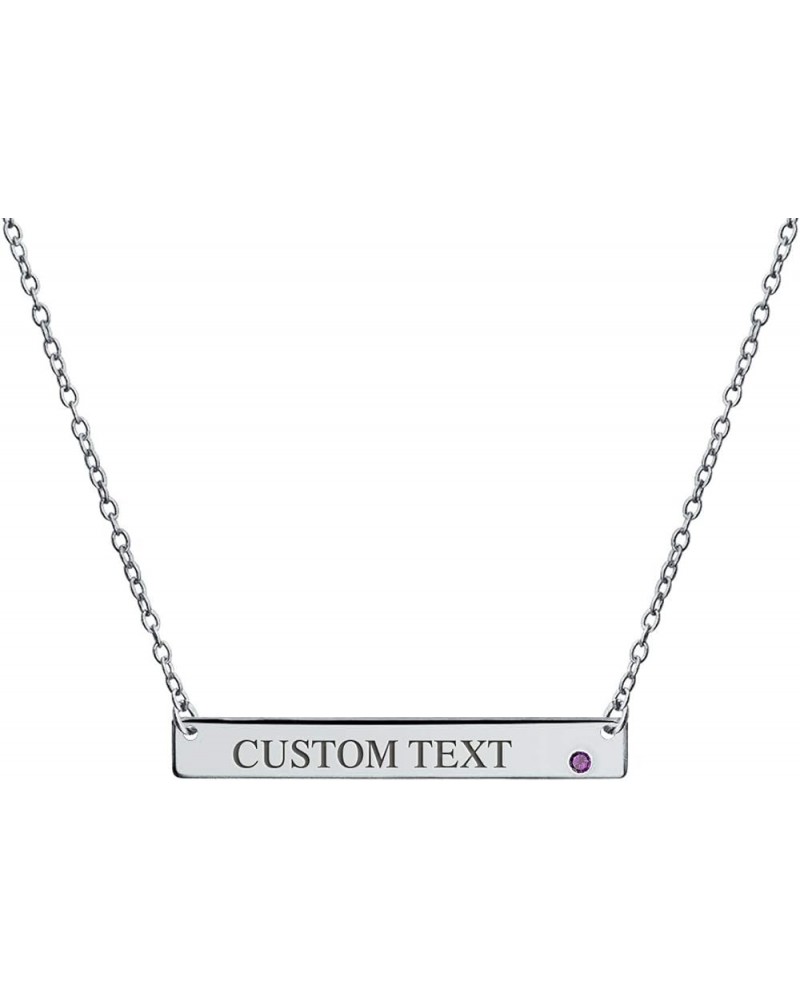 Personalized Customizable Initial Horizontal Sideway Inspirational Flat Bar Name Plated Pendant Necklace For Teen Women 14K G...