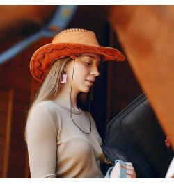 4 Pairs Cowgirl Cowboy Boot Earrings Cute Western Drop Dangle Earrings Pink Black Howdy Cowgirl Cowboy Hat Earrings for Women...