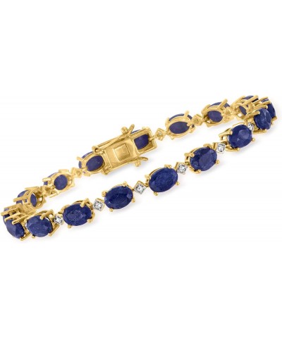 16.00 ct. t.w. Sapphire and .14 ct. t.w. Diamond Bracelet in 18kt Gold Over Sterling. 7 inches $99.00 Bracelets