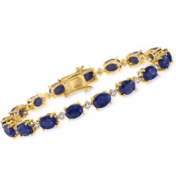 16.00 ct. t.w. Sapphire and .14 ct. t.w. Diamond Bracelet in 18kt Gold Over Sterling. 7 inches $99.00 Bracelets