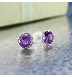 14K White Gold Round Purple Amethyst Stud Earrings For Women (1.40 Cttw, Gemstone Birthstone, Round 6MM) $43.05 Earrings