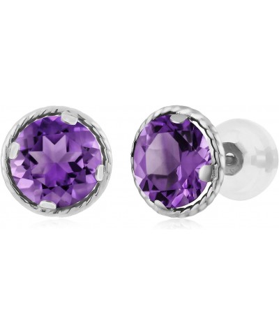 14K White Gold Round Purple Amethyst Stud Earrings For Women (1.40 Cttw, Gemstone Birthstone, Round 6MM) $43.05 Earrings