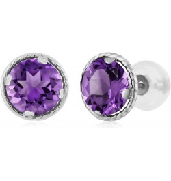 14K White Gold Round Purple Amethyst Stud Earrings For Women (1.40 Cttw, Gemstone Birthstone, Round 6MM) $43.05 Earrings