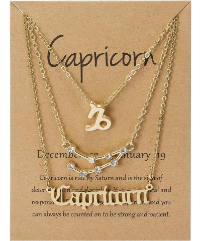 3Pcs Zodiac Necklace Set 12 Constellation Sign Pendant Necklace Astrology Birthday Gift For Women Girls Capricorn(12.22~1.19)...