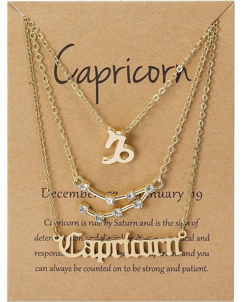 3Pcs Zodiac Necklace Set 12 Constellation Sign Pendant Necklace Astrology Birthday Gift For Women Girls Capricorn(12.22~1.19)...