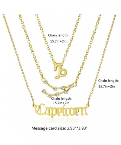 3Pcs Zodiac Necklace Set 12 Constellation Sign Pendant Necklace Astrology Birthday Gift For Women Girls Capricorn(12.22~1.19)...