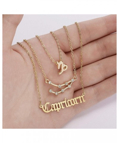 3Pcs Zodiac Necklace Set 12 Constellation Sign Pendant Necklace Astrology Birthday Gift For Women Girls Capricorn(12.22~1.19)...