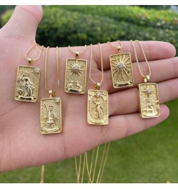 Vintage Tarot Cards Necklace with Zircon for Women Teens, Stainless Steel Gold Plated Tarot Dangle Pendant Jewelry Magician $...