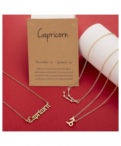 3Pcs Zodiac Necklace Set 12 Constellation Sign Pendant Necklace Astrology Birthday Gift For Women Girls Capricorn(12.22~1.19)...