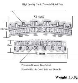 Diamond Grillz Teeth for Men Women 18K Gold Silver Plated 8 Top Teeth & 8 Bottom Tooth Silver $13.16 Body Jewelry