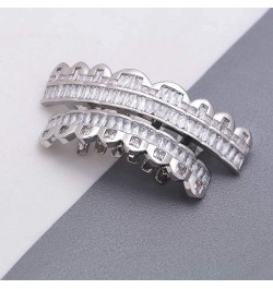 Diamond Grillz Teeth for Men Women 18K Gold Silver Plated 8 Top Teeth & 8 Bottom Tooth Silver $13.16 Body Jewelry