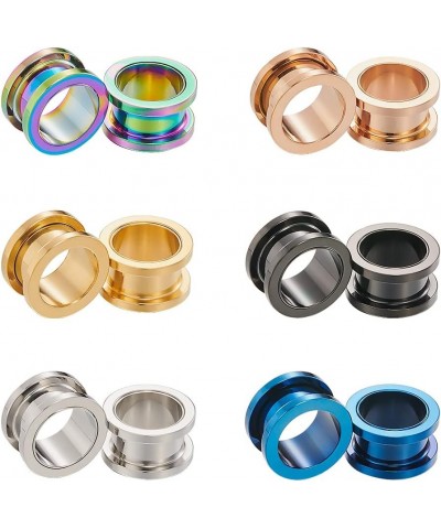 6Pairs-Mix Color Piercing Tunnels Screw Hollow Expanders Gauge Ear Plugs More Size 6Pairs Mix-Color 12mm(1/2") $7.64 Body Jew...