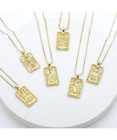 Vintage Tarot Cards Necklace with Zircon for Women Teens, Stainless Steel Gold Plated Tarot Dangle Pendant Jewelry Magician $...