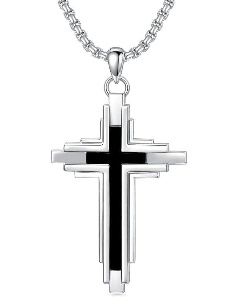 Cross Necklace for Men Women 925 Sterling Silver Celtic/Crucifix/Baseball/Wing Cross Pendant with Stainless Steel Chain Valen...