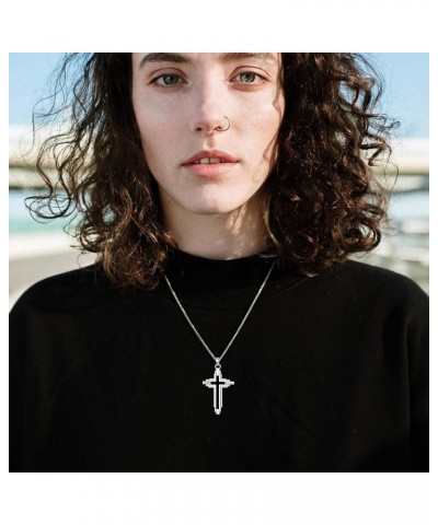 Cross Necklace for Men Women 925 Sterling Silver Celtic/Crucifix/Baseball/Wing Cross Pendant with Stainless Steel Chain Valen...