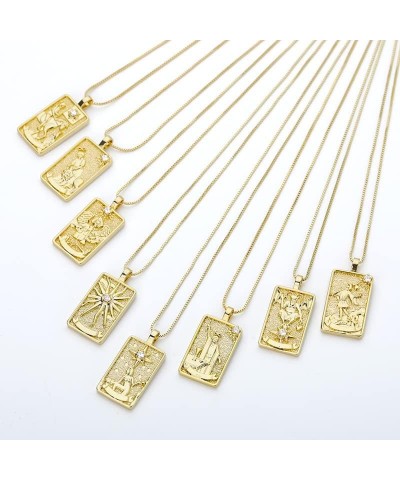 Vintage Tarot Cards Necklace with Zircon for Women Teens, Stainless Steel Gold Plated Tarot Dangle Pendant Jewelry Magician $...