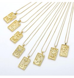 Vintage Tarot Cards Necklace with Zircon for Women Teens, Stainless Steel Gold Plated Tarot Dangle Pendant Jewelry Magician $...