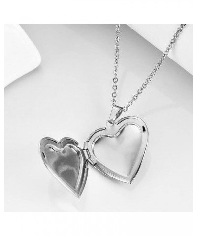 Heart Locket Necklace for Girls Silver Lockets for Women as Birthday Presents with Engraved Text Photo Locket that Holds Pict...