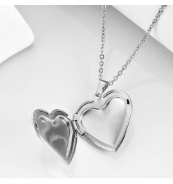 Heart Locket Necklace for Girls Silver Lockets for Women as Birthday Presents with Engraved Text Photo Locket that Holds Pict...