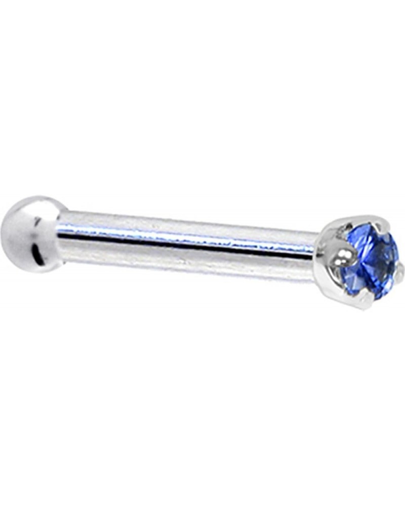 Solid 18k White Gold 1.5mm Genuine Blue Sapphire Nose Stud Bone 18 Gauge 1/4 $38.87 Body Jewelry