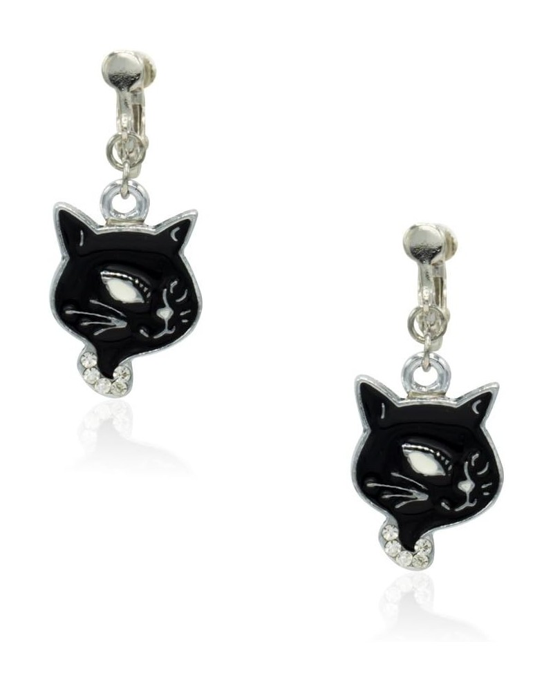 New Crystal Black Cat Clip on Earrings Fashion Jewelry Birthday Gift, Lightweight Charms, Gift Box for Women, Teenage $9.43 E...