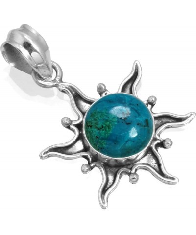 925 Sterling Silver Statement Pendant for Women 10 MM Round Gemstone Handmade Jewelry for Gift (99512_P) Chrysocolla $15.12 N...