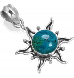 925 Sterling Silver Statement Pendant for Women 10 MM Round Gemstone Handmade Jewelry for Gift (99512_P) Chrysocolla $15.12 N...