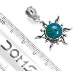 925 Sterling Silver Statement Pendant for Women 10 MM Round Gemstone Handmade Jewelry for Gift (99512_P) Chrysocolla $15.12 N...