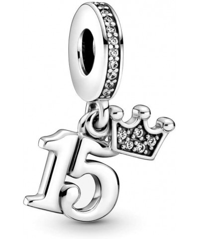 Number Heart Mom Charm 925 Sterling Silver Openwork Bead for Charm Bracelets and Necklaces with 5A Cubic Zirconia, Birthday M...