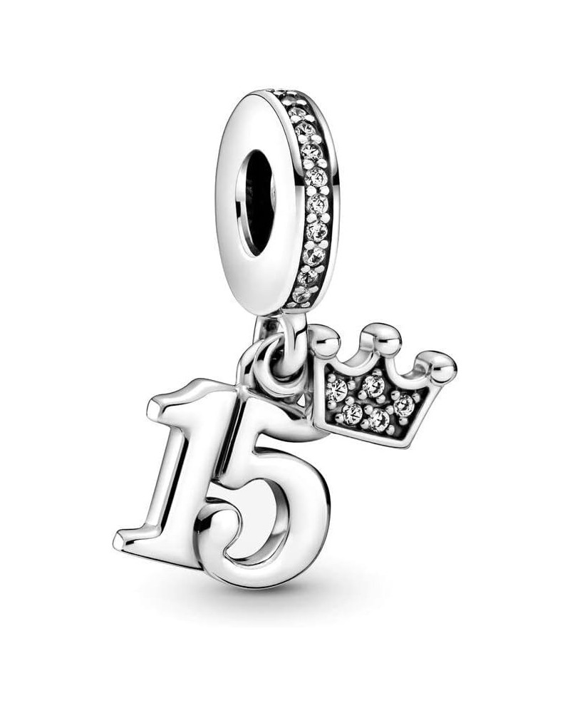 Number Heart Mom Charm 925 Sterling Silver Openwork Bead for Charm Bracelets and Necklaces with 5A Cubic Zirconia, Birthday M...