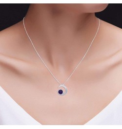 14k White Gold Over Sterling Silver Simulated Birthstone Crescent Moon Pendant Necklace for Women with 18" Chain Simulated Al...