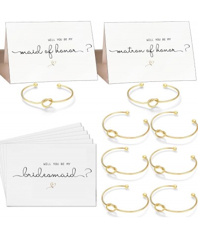 Bridesmaid Proposal Gifts Set of 4, 5, 6, 7, 8 8 Gold Tone Bracelet & 1 Maid of Honor + 1 Matron of Honor + 6 Bridesmaid Prop...