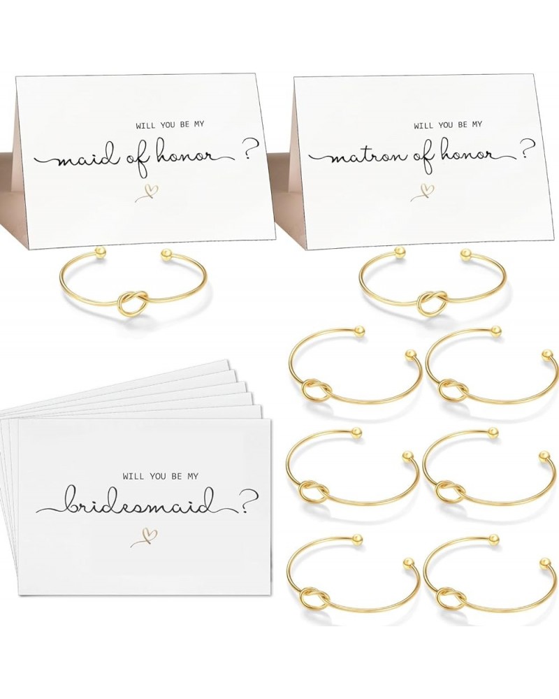 Bridesmaid Proposal Gifts Set of 4, 5, 6, 7, 8 8 Gold Tone Bracelet & 1 Maid of Honor + 1 Matron of Honor + 6 Bridesmaid Prop...