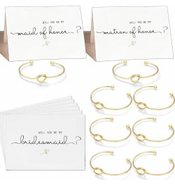 Bridesmaid Proposal Gifts Set of 4, 5, 6, 7, 8 8 Gold Tone Bracelet & 1 Maid of Honor + 1 Matron of Honor + 6 Bridesmaid Prop...