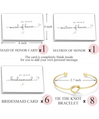 Bridesmaid Proposal Gifts Set of 4, 5, 6, 7, 8 8 Gold Tone Bracelet & 1 Maid of Honor + 1 Matron of Honor + 6 Bridesmaid Prop...