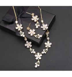 AAA Cubic Zirconia CZ Silver Plated Teardrop Flower Necklaces Dangle Earrings Jewelry Sets for Brides Bridesmaids Women Weddi...