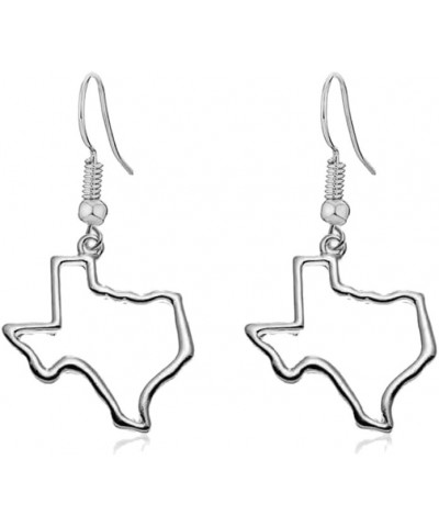 Stainless Steel Texas State Shape Map Dangle Drop Earrings for Women silver $9.30 Earrings