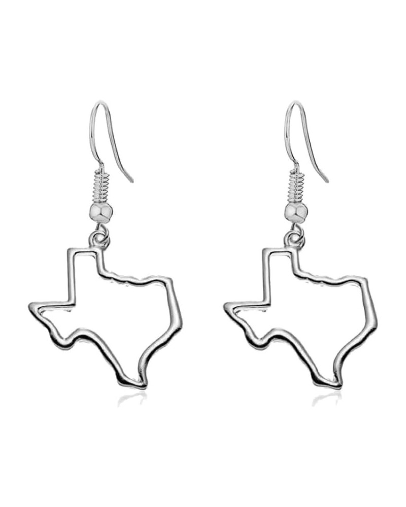 Stainless Steel Texas State Shape Map Dangle Drop Earrings for Women silver $9.30 Earrings